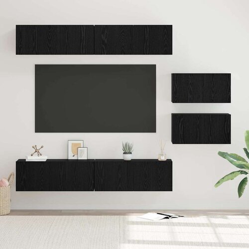  Set TV komoda 6 kom. Crni hrast Konstruirano drvo Cijene