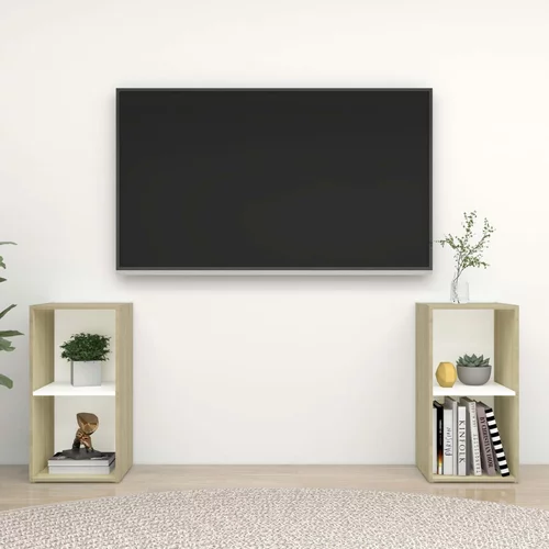 vidaXL TV omarica 2 kosa bela in sonoma hrast 72x35x36,5 cm iverna pl., (20733297)