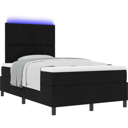 VidaXL Krevet s box springom s madracem i LED crni 120x190 cm tkanina Slike
