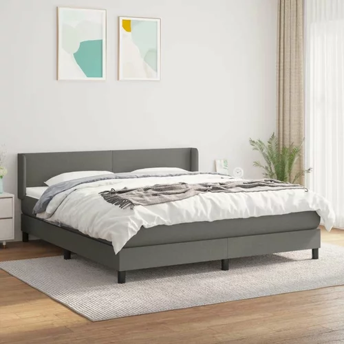  Box spring postelja z vzmetnico temno siva 160x200 cm blago, (20790606)