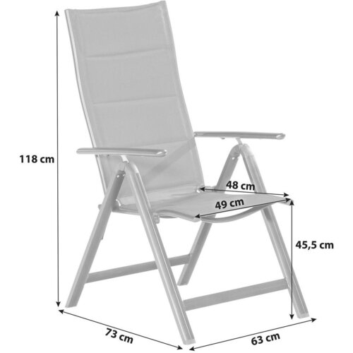 Gardenson Zložljiv Vrtni Stol Florenz, Aluminij, Tekstil, Siva Slike