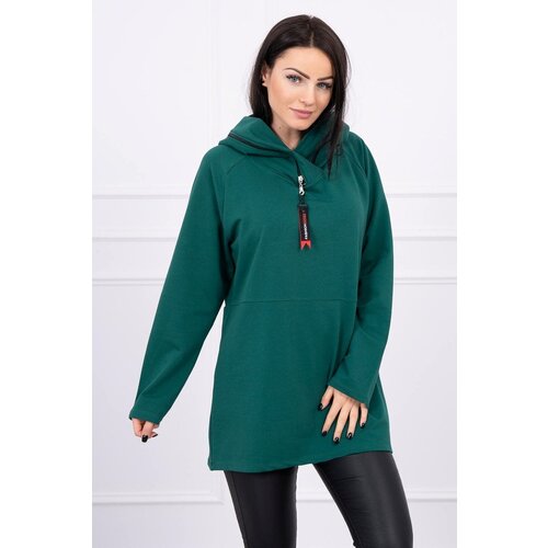 Kesi Tunic with zipper on hood Oversize green Slike