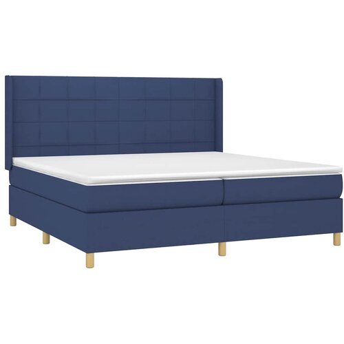  Krevet s oprugama i madracem plavi 200 x 200 cm od tkanine Slike