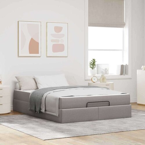  Konstrukcija postelje s shranjevanjem Taupe 160 x 200 cm blago Cene