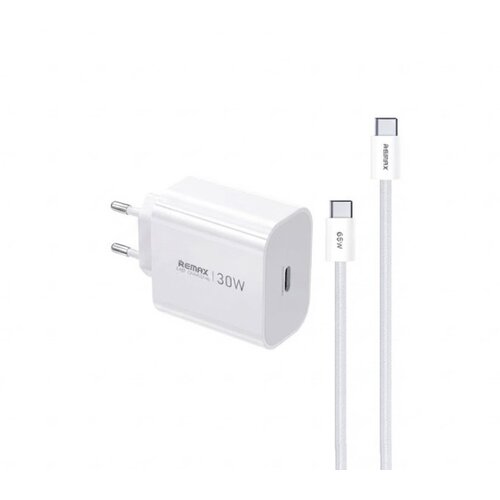 Remax SET:Strujni punjac Huiying GaN 30W TIP C+ kabl TIP C na TIP C CA-09 beli Slike