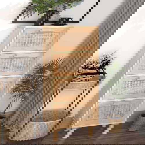 vidaXL Komoda smeđa 40 x 30 x 90 cm masivna borovina i prirodni ratan Cijene