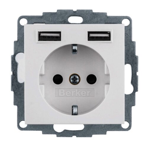 HAGER Utičnica &amp;Scaron;uko/USB S1 B3 B7 Berker 48038989 bijela Slike