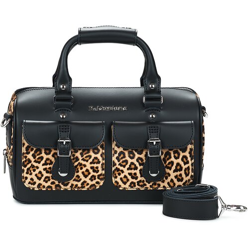 Dr. Martens Torbe za čez ramo Top Handle Bag Black+Light Tan Kiev+Mini Leopard Spot Hair On Črna Cene