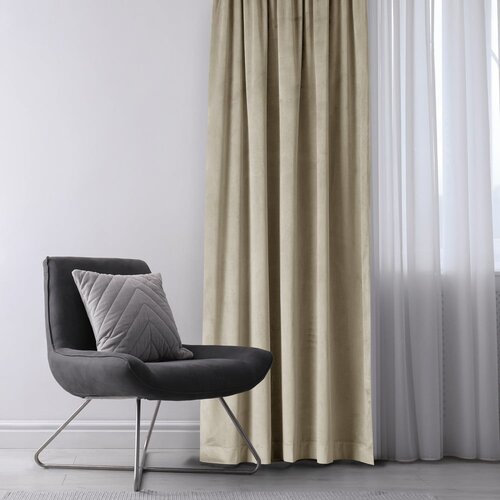 Restilo Rjava/bež žametna zavesa za delno zatemnitev 140x270 cm Eyelets &amp;ndash; Slike
