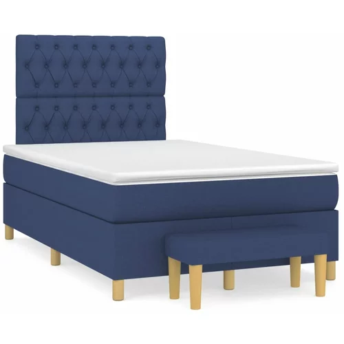 vidaXL Box spring postelja z vzmetnico modra 120x190 cm blago, (21111951)