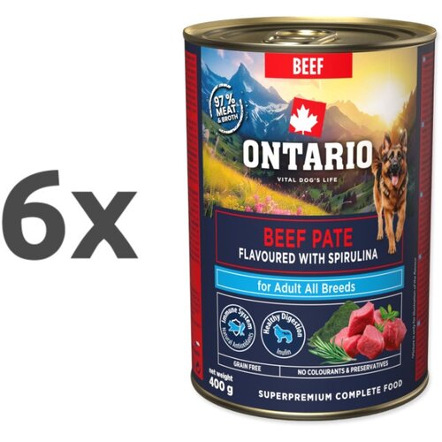 Ontario Dog Adult konzerva, pa&scaron;teta - govedina in spirulina 6 x 400 g Cene