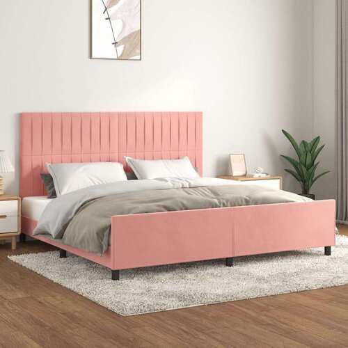  Posteljni okvir z vzglavjem roza 200x200 cm žamet, (20907284) Slike