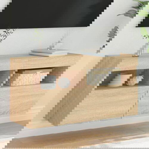 vidaXL Zidni TV ormarić s LED svjetlima boja hrasta 80x30x40 cm Cene