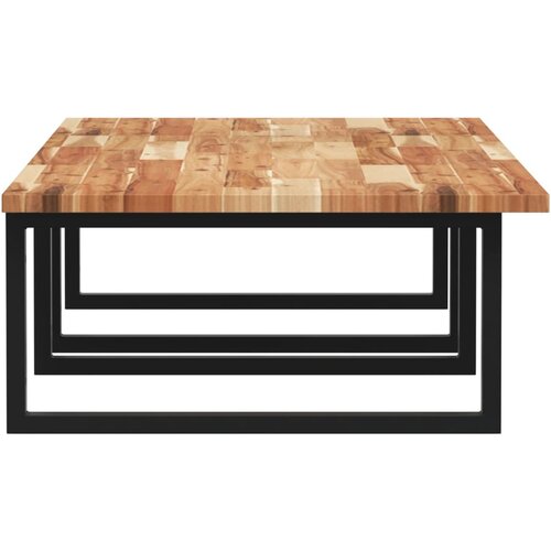  Zidna polica za umivaonik od čelika i masivnog bagremovog drva Smeđa 140 x 60 x 2 cm Slike
