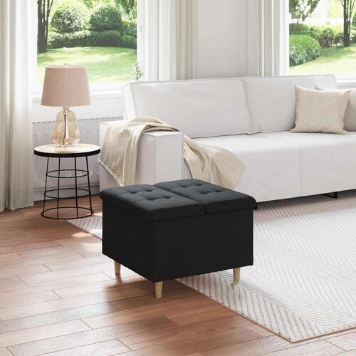  Otoman za pohranu s jastukom Crna 60 x 60 x 45 cm tkanina - Crna 60 cm tkanina Cijene
