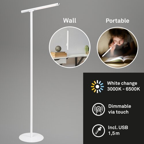 BRILONER 1384-016 - led prigu&amp;scaron;iva dodirna podna lampa 2u1 LED/2,3W/5V Slike