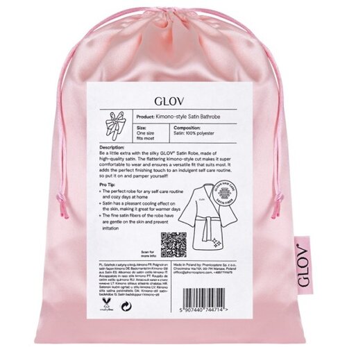 Glov satenski kimono bademantil - roze Slike