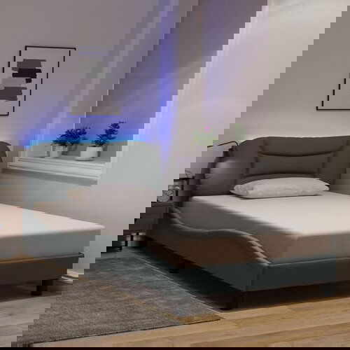 Furnova Posteljni okvir z LED brez vzmetnice svetlo siv 100x200cm blago, (21938129) Slike