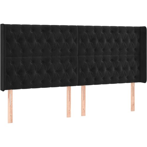 Maison Chic posteljno vzglavje - vzglavna omarica - nočna omarica z u&amp;scaron;esi črno 203x16x118/128 cm žamet, (21708288) Slike