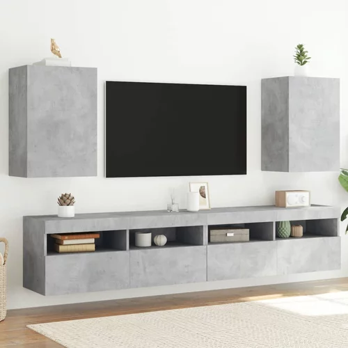 vidaXL Stenske TV omarice 2 kosa betonsko sive 40,5x30x60 cm inž. les