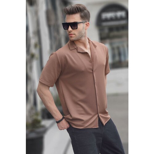 Madmext Men's Brown Short Sleeve Shirt 6705 Slike