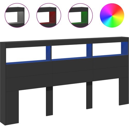 Maison Chic posteljno vzglavje - vzglavna omarica - nočna omarica led črna 200x17x102 cm, (21704362) Slike