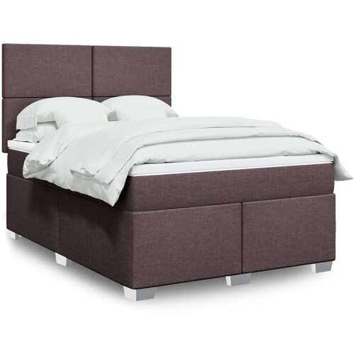 VidaXL Krevet s oprugama i madracem tamnosmeđi 140 x 190 cm od tkanine Slike