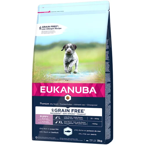 Eukanuba 10 % popust na Grain Free suho pasjo hrano za mladičke! - Grain Free Puppy Large Breed losos (3 kg)