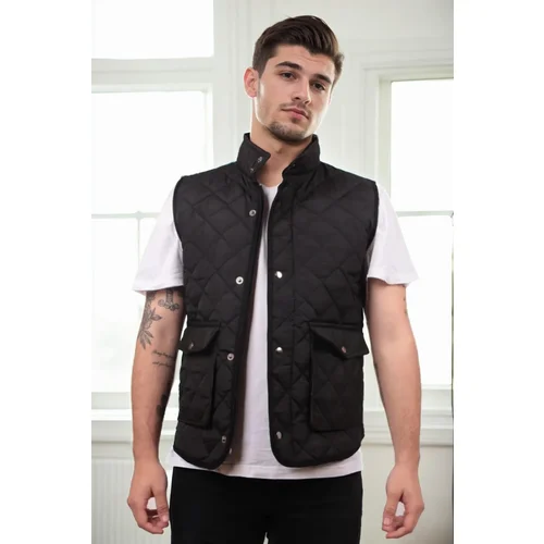 Dewberry 83925 Mens Vest with Side Pockets-BLACK