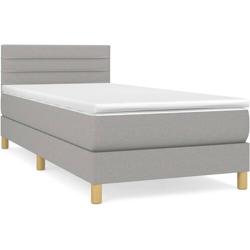 VidaXL Box spring postelja z vzmetnico svetlo siva 80x200 cm blago, (20791577) Slike