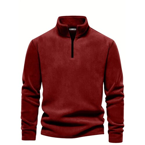 Dewberry 49143 Half Zipper Stand Collar Mens Fleece-BORDEAUX Slike