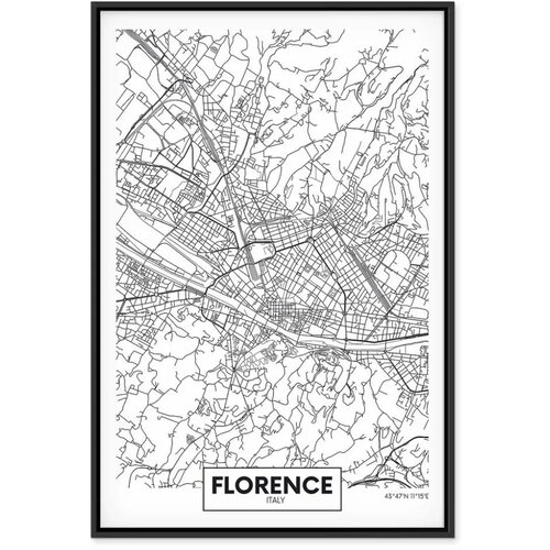  Slika - Florence Map (1 Part) Vertical 80x120 U crnom drvenom okviru Cene