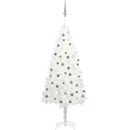  Umjetno božićno drvce s LED svjetlima i kuglicama bijelo 180 cm