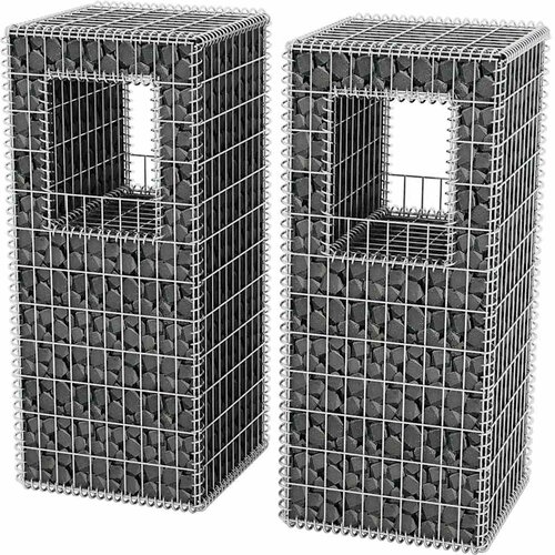  Gabionske stupne ko&amp;scaron;are/sadilice 2 kom čelične 50 x 50 x 120 cm Slike
