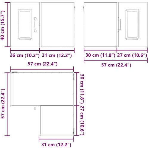 VidaXL Zidni kuhinjski ormarić s policom Sonoma hrast 57 x 57 x 40 cm Slike