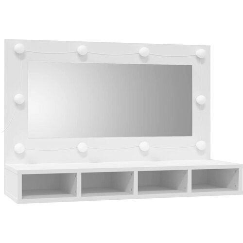  s ogledalom i LED svjetlima bijeli 90 x 31,5 x 62 cm Slike