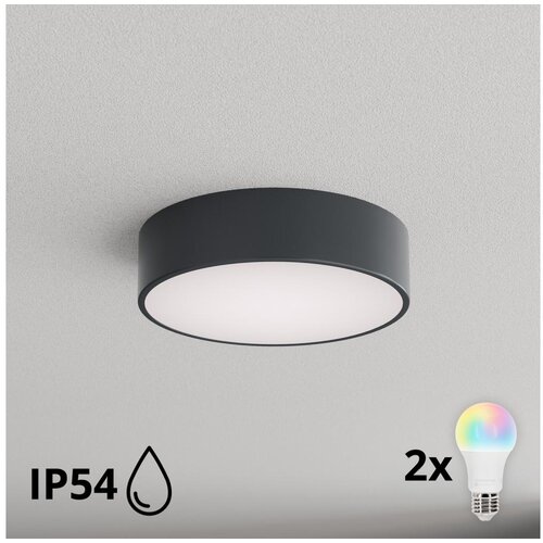 Brilagi LED RGBW stropno svetlo za kupatilo CLARE 2xE27/12W/230V prečnik 30 cm antracit IP54 Slike