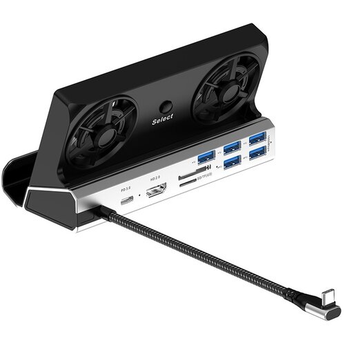 INF Združljiva 10-v-1 USB-C priklopna postaja z dvojnim ventilatorjem za Steam Deck, (5000139687) Cene