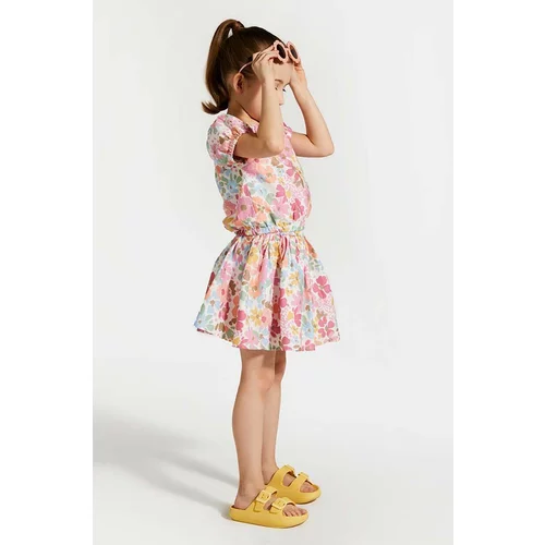 Coccodrillo Dječje pamučna haljina boja: ružičasta, mini, širi se prema dolje