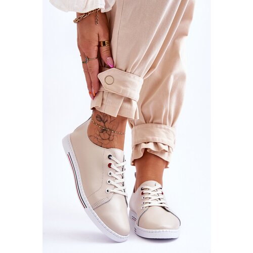 Kesi Women's leather sneakers beige Renes Cene