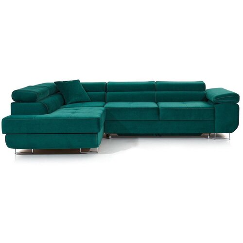 ELTAP Zelena baršunasti sklopiva/s prostorom za odlaganje kutna garnitura (s lijevim kutom/u obliku slova L) Anton – Cijene