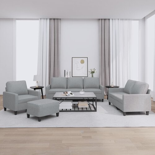 VidaXL 4-dijelni set sofa s jastucima svjetlosivi od tkanine Slike