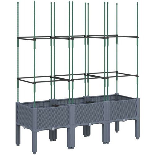  Vrtna sadilica s re&amp;scaron;etkom siva 120 x 40 x 142 5 cm PP Slike
