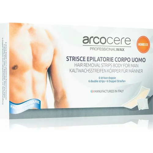 Arcocere Professional Wax voskasti depilacijski trakovi za moške 6 kos