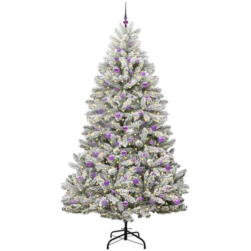 VidaXL Umjetno božićno drvce Zelena i bijela 240 cm PVC i metal Slike