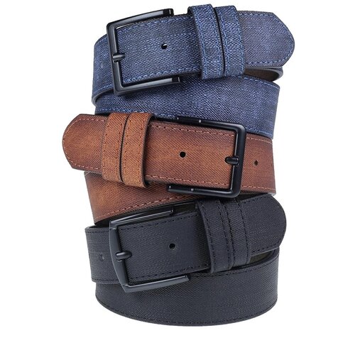 Dewberry R0928 Set Of 3 Mens Belt For Jeans And Canvas-BLACK-NAVY-TABA Cene