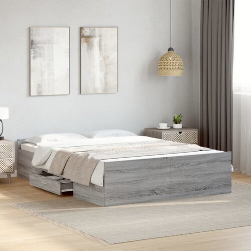Furnova Posteljni okvir s predali siva sonoma 120x190 cm inženirski les, (21936628) Slike