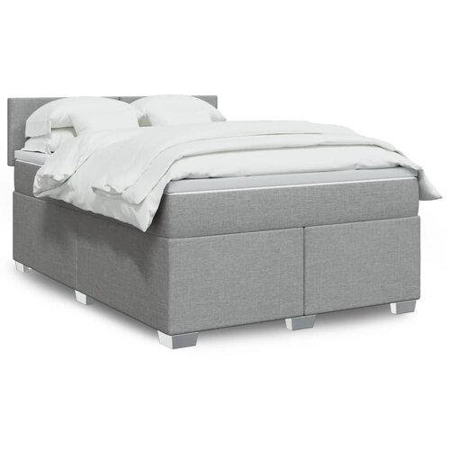 VidaXL Krevet box spring s madracem svjetlosiva 160x200 cm tkanina Slike