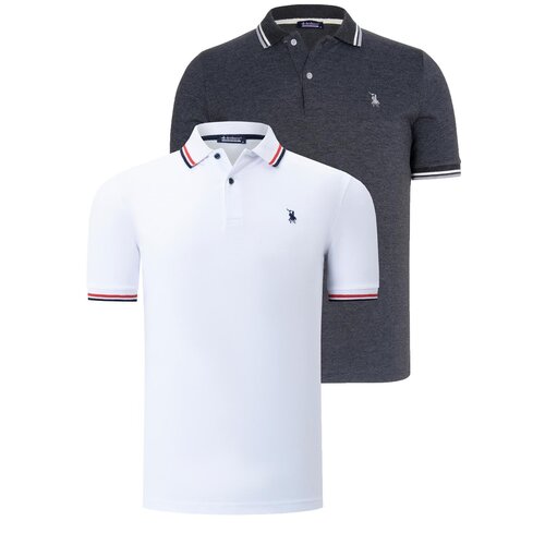 Dewberry DUAL SET T8594 MENS T-SHIRT-WHITE-ANTHRACITE Slike