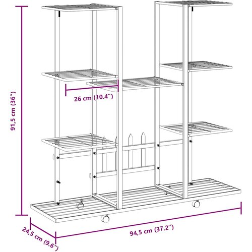  Stalak za cvijeće s kotačima 94,5x24,5x 91,5 cm bijeli željezni Slike